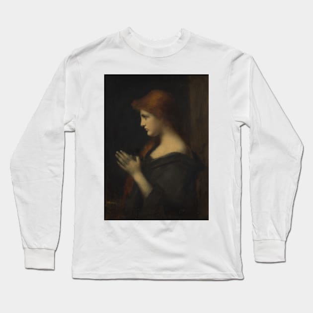 Young Woman Praying by Jean-Jacques Henner Long Sleeve T-Shirt by Classic Art Stall